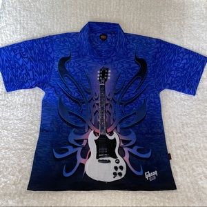 RARE Dragonfly Gibson Guitar Button Down